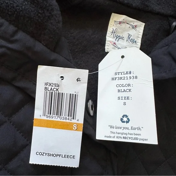 NWT Hippie Rose Quilted Pullover Small Black - Picture 5 of 10